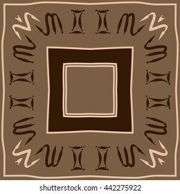 Circular pattern of zodiac signs, doodles,  object, gemini,scorpio, stripes, spot,quadrangle, copy space. Hand drawn.