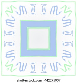 Circular pattern of zodiac signs, doodles,  object, gemini,scorpio, stripes, spot,quadrangle, copy space. Hand drawn.