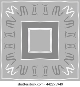Circular pattern of zodiac signs, doodles,  object, gemini,scorpio, stripes, spot,quadrangle, copy space. Hand drawn.