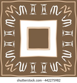 Circular pattern of zodiac signs, doodles,  object, gemini,scorpio, stripes, spot,quadrangle, copy space. Hand drawn.