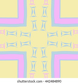 Circular pattern of zodiac signs, doodles,  object, gemini, stripes, spot,cross, copy space. Hand drawn.