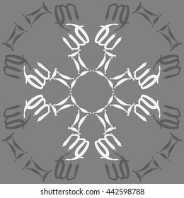 Circular  pattern of zodiac signs, doodles,  object, gemini,virgo. Hand drawn.