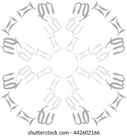 Circular  pattern of zodiac signs, doodles,  object, gemini,virgo. Hand drawn.