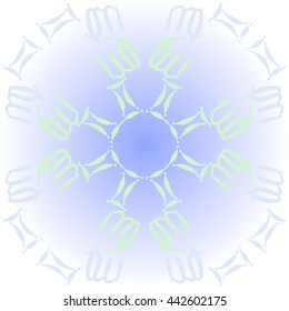 Circular  pattern of zodiac signs, doodles,  object, gemini,virgo. Hand drawn.