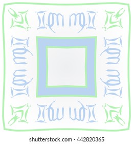Circular pattern of zodiac signs, doodles,  object, gemini,virgo,stripes,quadrangle, spot, copy space . Hand drawn.
