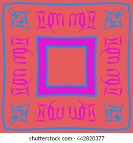 Circular pattern of zodiac signs, doodles,  object, gemini,virgo,stripes,quadrangle, spot, copy space . Hand drawn.
