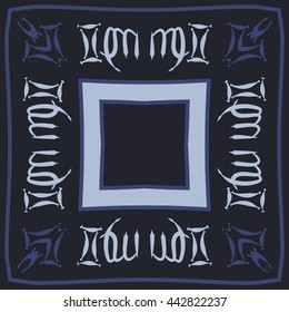 Circular pattern of zodiac signs, doodles,  object, gemini,virgo,stripes,quadrangle, spot, copy space . Hand drawn.