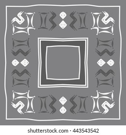 Circular  pattern of zodiac signs, doodles,  object, gemini,aquarius, stripes, spot,quadrangle, copy space. Hand drawn.