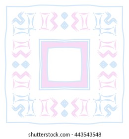 Circular  pattern of zodiac signs, doodles,  object, gemini,aquarius, stripes, spot,quadrangle, copy space. Hand drawn.