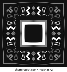 Circular  pattern of zodiac signs, doodles,  object, gemini,aquarius, stripes, spot,quadrangle, copy space. Hand drawn.