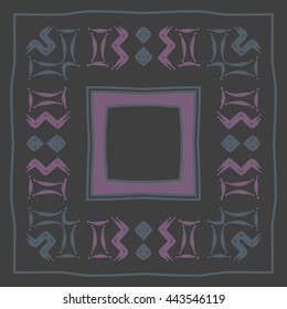 Circular  pattern of zodiac signs, doodles,  object, gemini,aquarius, stripes, spot,quadrangle, copy space. Hand drawn.