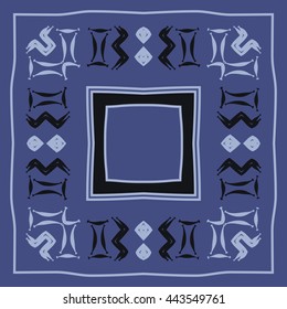 Circular  pattern of zodiac signs, doodles,  object, gemini,aquarius, stripes, spot,quadrangle, copy space. Hand drawn.