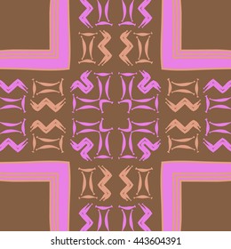 Circular  pattern of zodiac signs, doodles,  object, gemini,aquarius, stripes, spot,cross, copy space. Hand drawn.