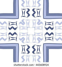 Circular  pattern of zodiac signs, doodles,  object, gemini,aquarius, stripes, spot,cross, copy space. Hand drawn.