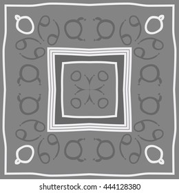 Circular pattern of zodiac signs, doodles,  object, taurus, cancer, stripes, spot,quadrangle, copy space. Hand drawn.