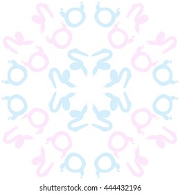 Circular pattern of zodiac signs, doodles,  object, taurus,capricorn. Hand drawn.