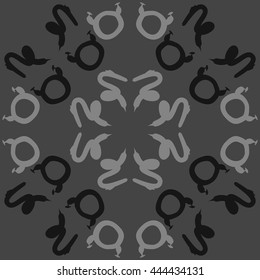 Circular pattern of zodiac signs, doodles,  object, taurus,capricorn. Hand drawn.