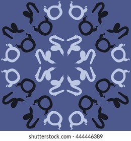 Circular pattern of zodiac signs, doodles,  object, taurus,capricorn. Hand drawn.