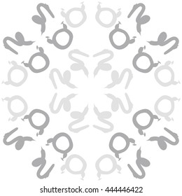 Circular pattern of zodiac signs, doodles,  object, taurus,capricorn. Hand drawn.