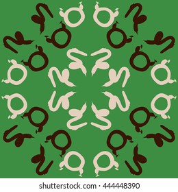 Circular pattern of zodiac signs, doodles,  object, taurus,capricorn. Hand drawn.