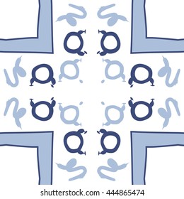 Circular pattern of zodiac signs, doodles,  object, taurus,capricorn, cross, copy space. Hand drawn.