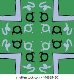 Circular pattern of zodiac signs, doodles,  object, taurus,capricorn, cross, copy space. Hand drawn.