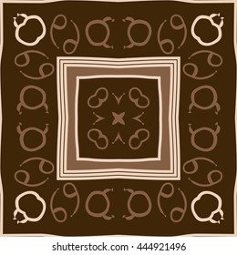 Circular pattern of zodiac signs, doodles,  object, taurus,capricorn, quadrangle, star,spot, stripe, copy space. Hand drawn.