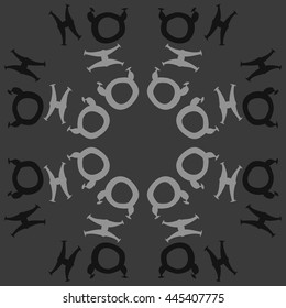 Circular  pattern of zodiac signs, doodles,  object, taurus,pisces, copy space. Hand drawn.