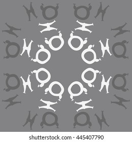 Circular  pattern of zodiac signs, doodles,  object, taurus,pisces, copy space. Hand drawn.