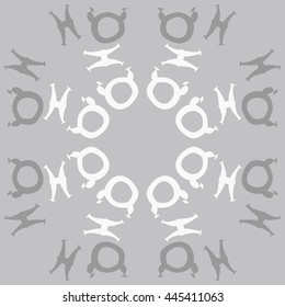 Circular  pattern of zodiac signs, doodles,  object, taurus,pisces, copy space. Hand drawn.