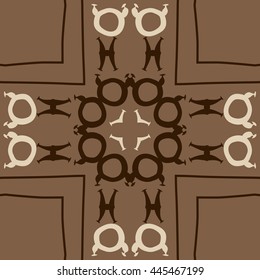 Circular  pattern of zodiac signs, doodles,  object, taurus,pisces,cross, stripe, copy space. Hand drawn.