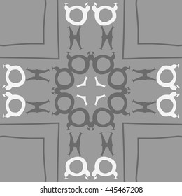 Circular  pattern of zodiac signs, doodles,  object, taurus,pisces,cross, stripe, copy space. Hand drawn.