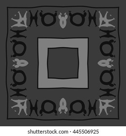 Circular  pattern of zodiac signs, doodles,  object, taurus,pisces,quadrangle,spot, stripe, copy space. Hand drawn.