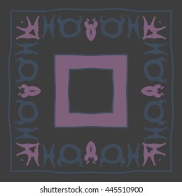 Circular  pattern of zodiac signs, doodles,  object, taurus,pisces,quadrangle,spot, stripe, copy space. Hand drawn.