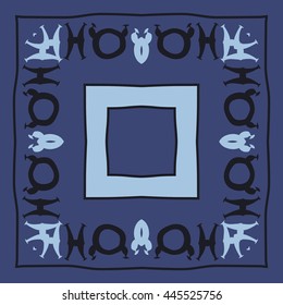 Circular  pattern of zodiac signs, doodles,  object, taurus,pisces,quadrangle,spot, stripe, copy space. Hand drawn.