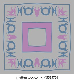 Circular  pattern of zodiac signs, doodles,  object, taurus,pisces,quadrangle,spot, stripe, copy space. Hand drawn.