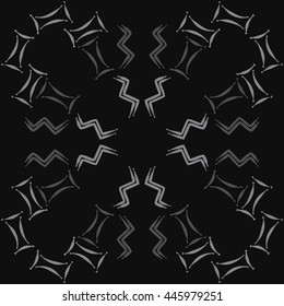 Circular pattern of zodiac signs, doodles,  object, gemini,aquarius. Hand drawn.