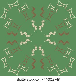 Circular pattern of zodiac signs, doodles,  object, gemini,aquarius. Hand drawn.