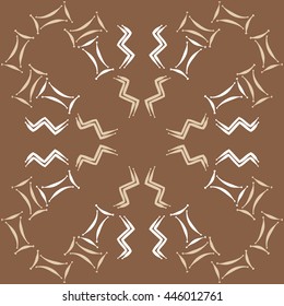 Circular pattern of zodiac signs, doodles,  object, gemini,aquarius. Hand drawn.