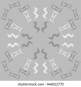 Circular pattern of zodiac signs, doodles,  object, gemini,aquarius. Hand drawn.