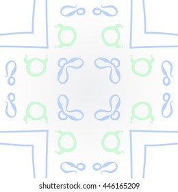 Circular pattern of zodiac signs, doodles,  object, taurus,lions, stripes, cross, copy space. Hand drawn.