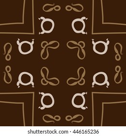 Circular pattern of zodiac signs, doodles,  object, taurus,lions, stripes, cross, copy space. Hand drawn.
