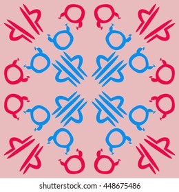 Circular pattern of zodiac signs, doodles,  object, taurus,libra. Hand drawn.