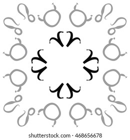 Circular pattern of zodiac signs, doodles,  object, taurus,aries, lions, copy space . Hand drawn.