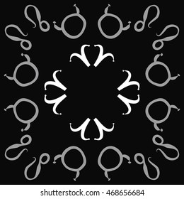 Circular pattern of zodiac signs, doodles,  object, taurus,aries, lions, copy space . Hand drawn.