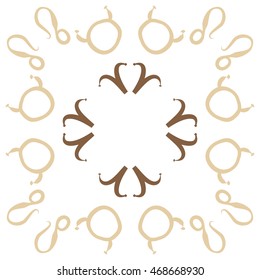 Circular pattern of zodiac signs, doodles,  object, taurus,aries, lions, copy space . Hand drawn.