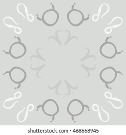 Circular pattern of zodiac signs, doodles,  object, taurus,aries, lions, copy space . Hand drawn.