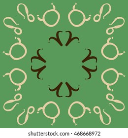 Circular pattern of zodiac signs, doodles,  object, taurus,aries, lions, copy space . Hand drawn.
