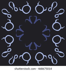 Circular pattern of zodiac signs, doodles,  object, taurus,aries, lions, copy space . Hand drawn.