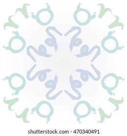 Circular pattern of zodiac signs, doodles,  object, taurus,aries,capricorn, copy space. Hand drawn.